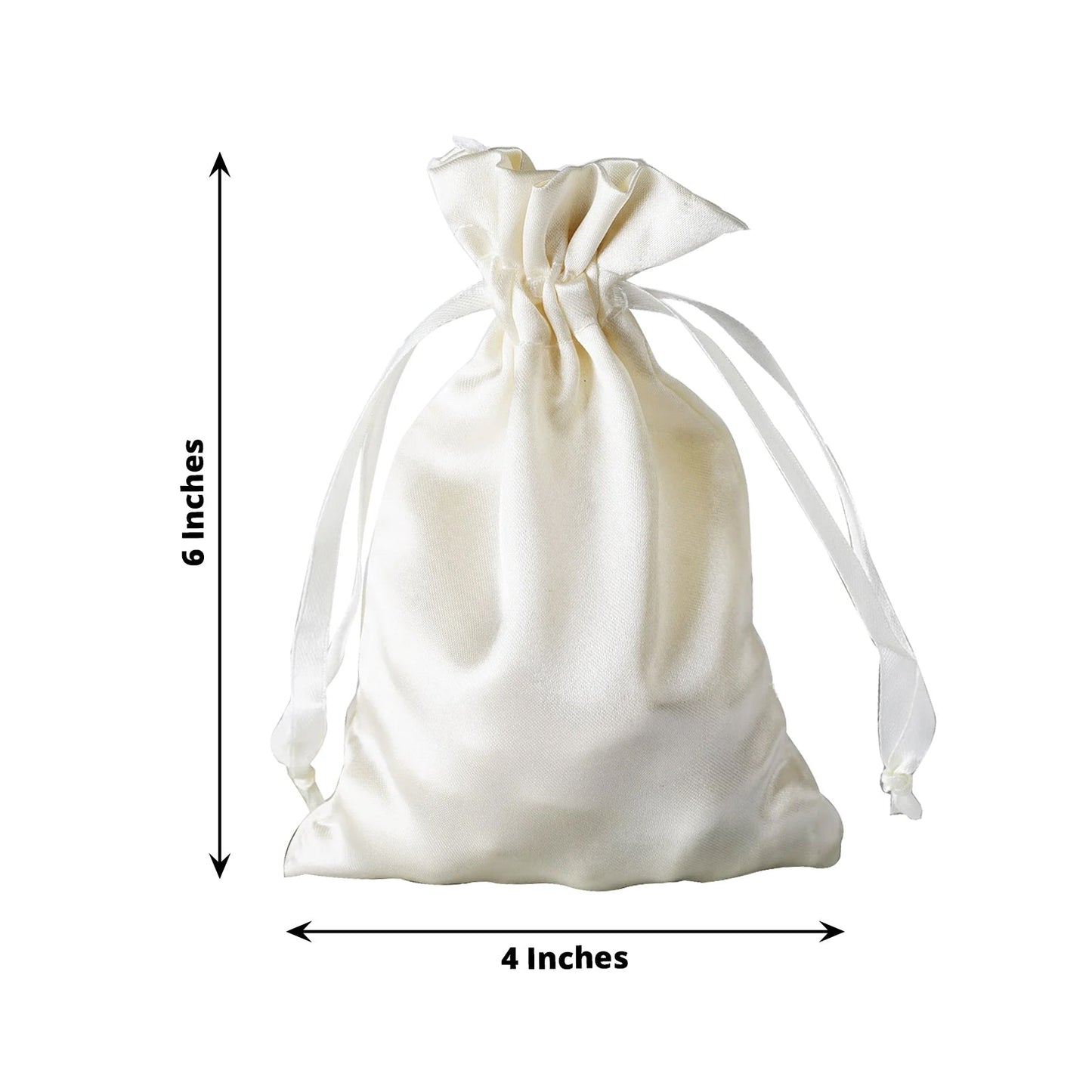 12 Pack 4"x6" Ivory Satin Drawstring Wedding Party Favor Gift Bags